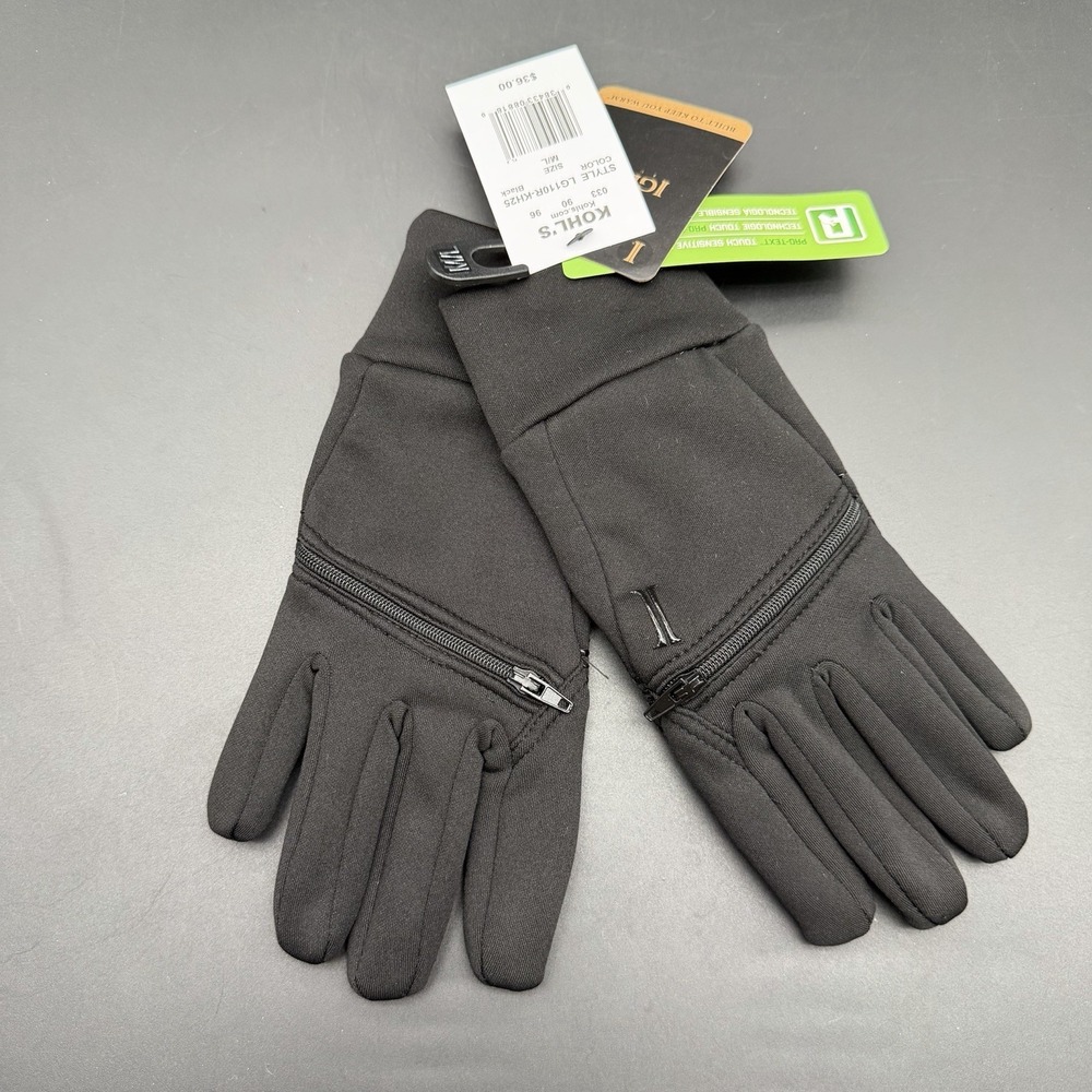 New Igloos Women REPREVE Stretch Fleece Touchscreen Winter Gloves M/L Black